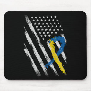 Usa Flag Down Syndrome Awareness Dad Mum Down Synd Mouse Mat