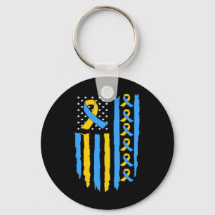 Usa Flag Down Syndrome Awareness Dad Mum Key Ring
