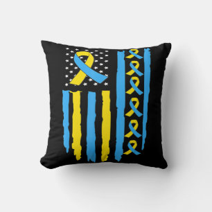 USA Flag Down Syndrome Awareness for men women kid Cushion