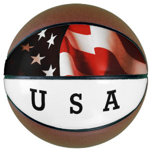 USA flag draped Basketball