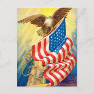 USA Flag & Eagle Patriotic Postcard