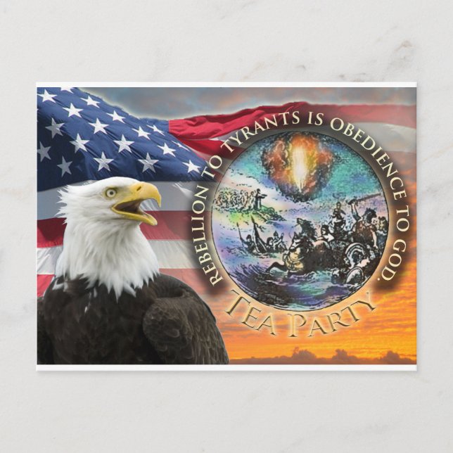 USA Flag Eagle Sunrise Tea Party Postcard (Front)