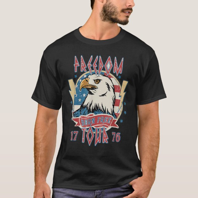 Usa Flag Eagles 4th Of July 1776 Freedom Tour T-Shirt (Front)