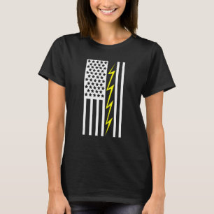 Usa Flag Electrical Electricity Engineering Electr T-Shirt