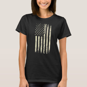 Usa Flag Engraving Proud American Engraver 1 T-Shirt