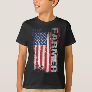 Usa Flag Farmer For 4th Of July T-Shirt