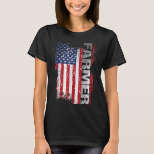 Usa Flag Farmer For 4th Of July T-Shirt