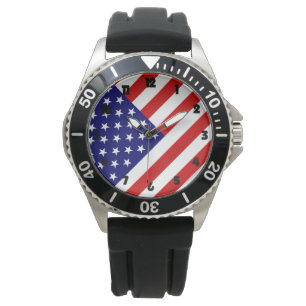 USA Flag Fat Black Numbers wacnt Watch