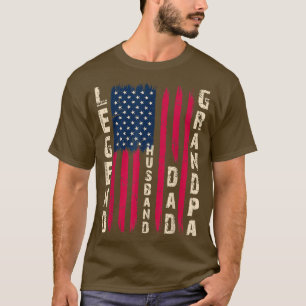 USA Flag Father's Day Dad the Legend Husband Dad T-Shirt