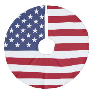 USA Flag Faux Linen Tree Skirt