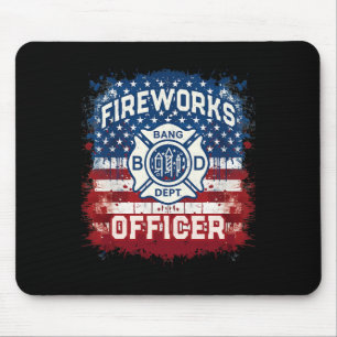 Usa Flag Fireworks Officer Safety Director Pyro Te Mouse Mat