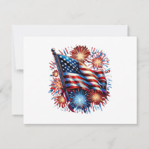 USA Flag Fireworks Patriotic Invitation