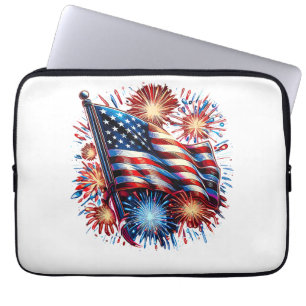 USA Flag Fireworks Patriotic Laptop Sleeve