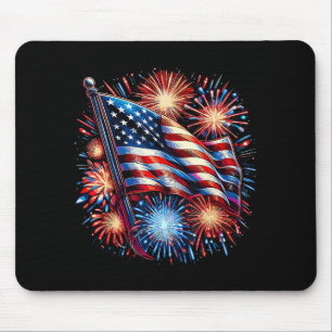 USA Flag Fireworks Patriotic Mouse Mat