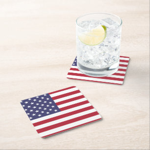 USA flag, flag of USA, American flag Square Paper Coaster