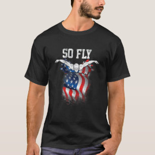 Usa Flag Fly Swimming Sports Athlete Us Flag Swim T-Shirt