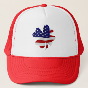 USA Flag Four-Leaf Clover Trucker Hat