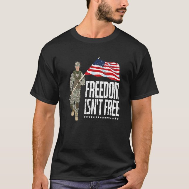 Usa Flag Freedom Patriotic Soldier American Memori T-Shirt (Front)