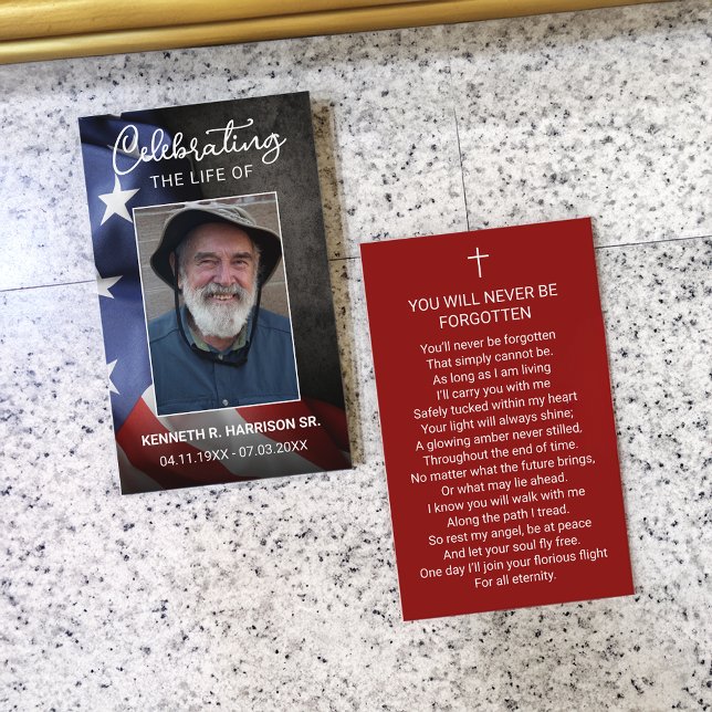 USA Flag Funeral Memorial Prayer Photo Card (USA Flag Funeral Memorial Prayer Photo Card)