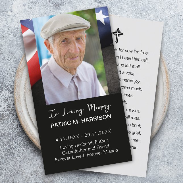 USA Flag Funeral Memorial Prayer Photo Card (USA Flag Funeral Memorial Prayer Photo Card)