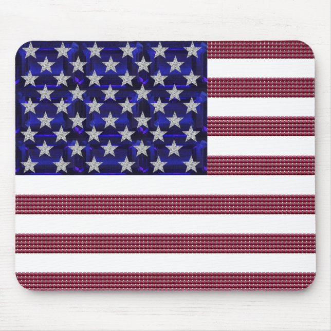 USA Flag Gemstone Art Mouse Mat (Front)