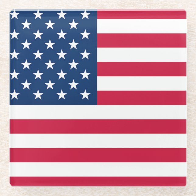 USA Flag Glass Coaster - Patriotic (Front)