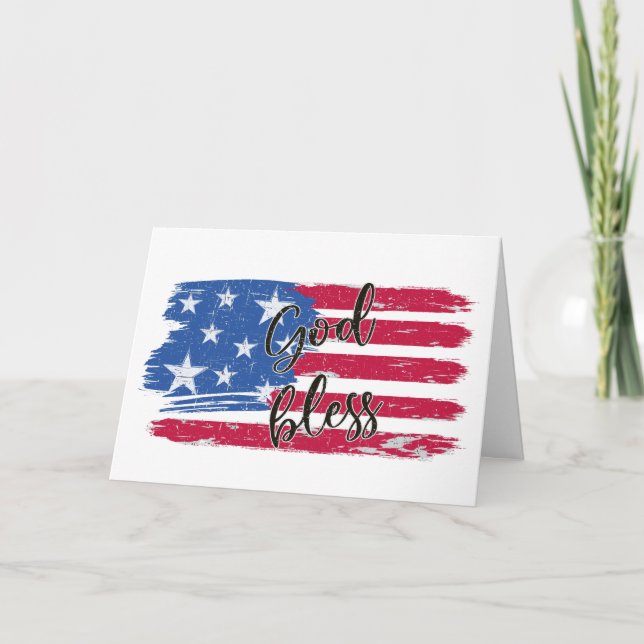 USA Flag God Bless America Lyrics Patriotic Card (Front)