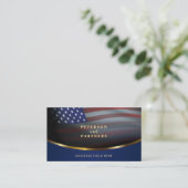 USA Flag | Gradation Concave Gold | Dark Blue Business Card (Standing Front)