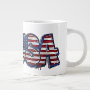 USA Flag Graffity Personalized Text Large Coffee Mug