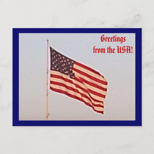 USA Flag Greetings Postcard (Front)