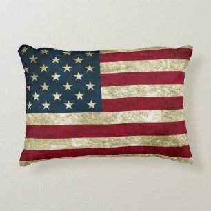 USA Flag Grunge Decorative Cushion