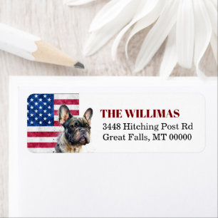 USA Flag Grunge French Bulldog Return Address Labe