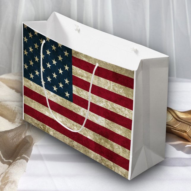 USA Flag Grunge Large Gift Bag (Creator Uploaded)