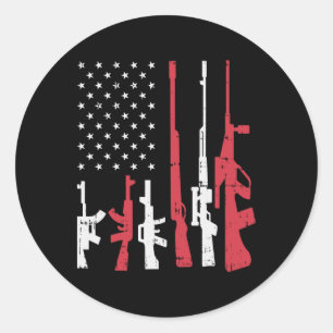 Usa Flag Guns Funny American Pride 4th Of July Pat Classic Round Sticker