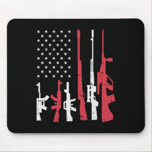 Usa Flag Guns Funny American Pride 4th Of July Pat Mouse Mat
