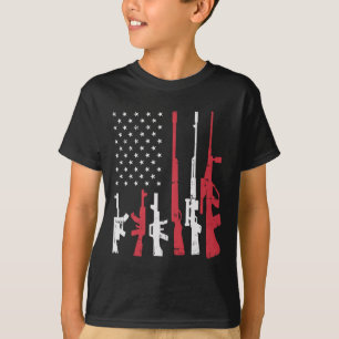 Usa Flag Guns Funny American Pride 4th Of July Pat T-Shirt