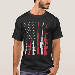 Usa Flag Guns Funny American Pride 4th Of July Pat T-Shirt