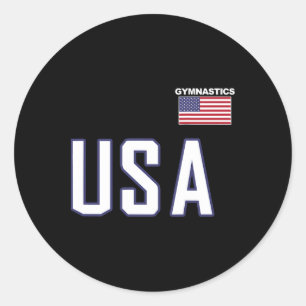 Usa Flag Gymnastics Team Cool Gym Equipment Men Wo Classic Round Sticker