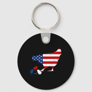 Usa Flag Happy 4th Of July Patriotic Farmer Key Ring