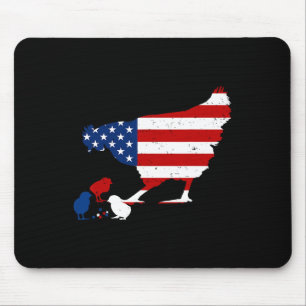 Usa Flag Happy 4th Of July Patriotic Farmer Mouse Mat