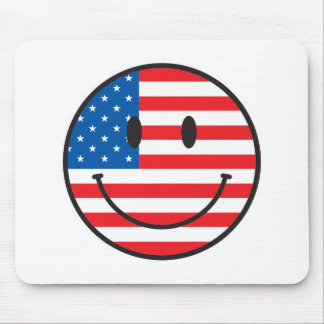 USA Flag Happy Face Mouse Mat