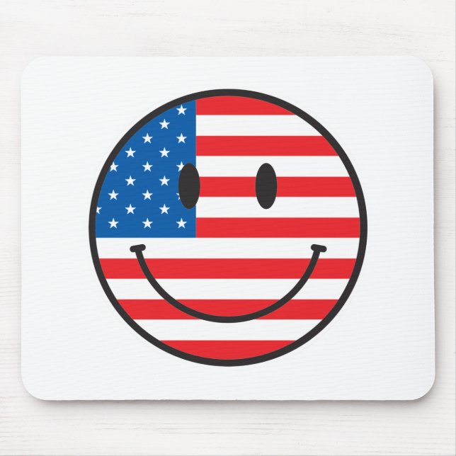 USA Flag Happy Face Mouse Mat (Front)