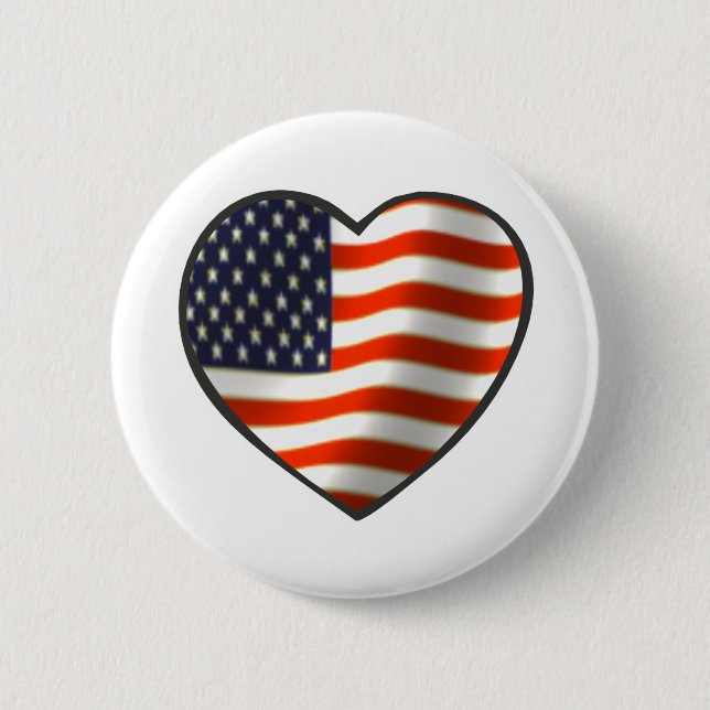 USA Flag Heart 6 Cm Round Badge (Front)