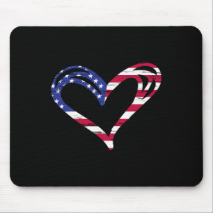 Usa Flag Heart American Patriotic Armed Forces Mem Mouse Mat