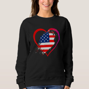 Usa Flag Heart American Patriotic Armed Forces Mem Sweatshirt