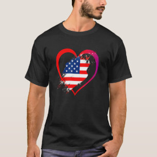 Usa Flag Heart American Patriotic Armed Forces Mem T-Shirt