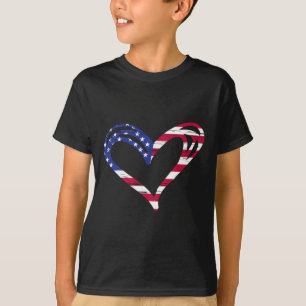 Usa Flag Heart American Patriotic Armed Forces Mem T-Shirt