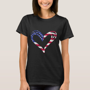 Usa Flag Heart American Patriotic Armed Forces Mem T-Shirt