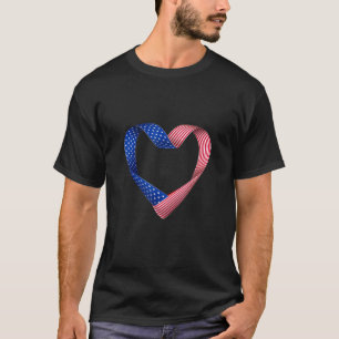 Usa Flag Heart American Patriotic Armed Forces Mem T-Shirt