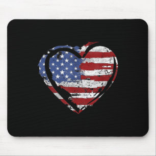 Usa Flag Heart American Patriotic Armed Forces Mouse Mat